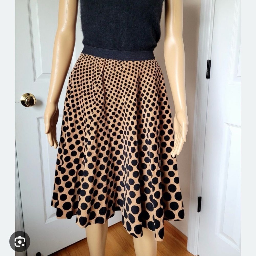 Vintage free people Y2K Polka Dot A-Line stretch Skirt - Black and Tan 6 - Picture 2 of 7